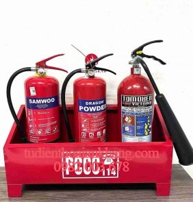 Kệ để 3 bình KT 500x280x200 tôn dày 0.6mm sơn tỉnh điện màu đỏ